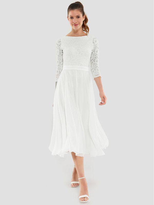 Swing Swing Коктейлна рокля 77761710 Бял Regular Fit