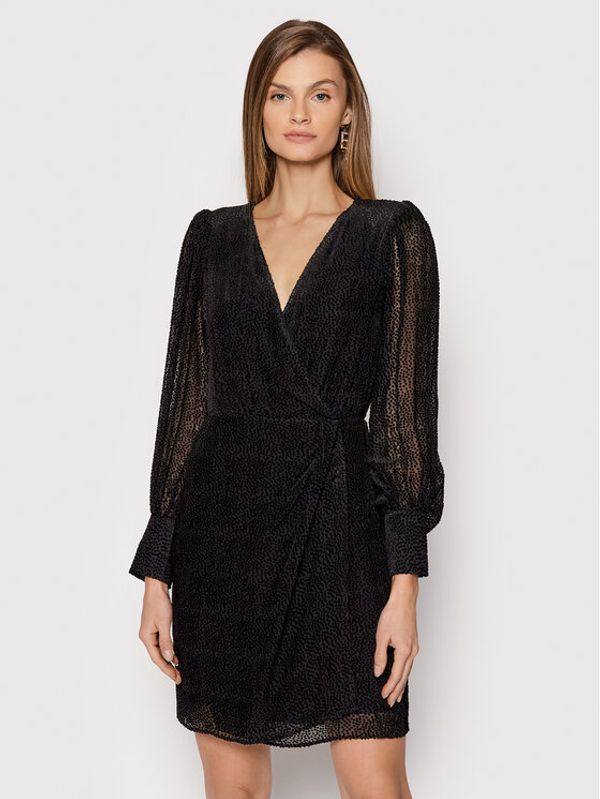 The Kooples The Kooples Коктейлна рокля Moon Dots Burn Out FROB23174K Черен Regular Fit