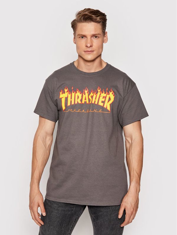 Thrasher Thrasher Тишърт Flame Сив Regular Fit
