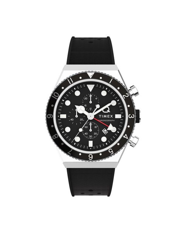 Timex Timex Часовник Q Timex Three Time Zone Chronograph TW2V70000 Черен