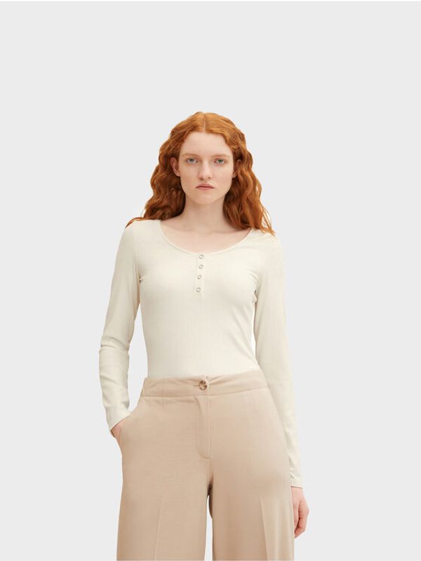 Tom Tailor Tom Tailor Denim Блуза 1032829 Бежов Slim Fit
