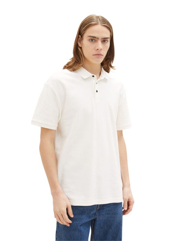 Tom Tailor Tom Tailor Denim Тениска с яка и копчета 1035283 Бял