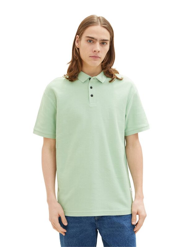 Tom Tailor Tom Tailor Denim Тениска с яка и копчета 1035283 Зелен