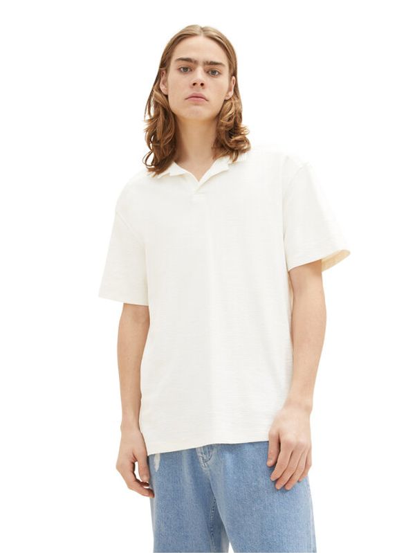 Tom Tailor Tom Tailor Denim Тениска с яка и копчета 1035284 Бял