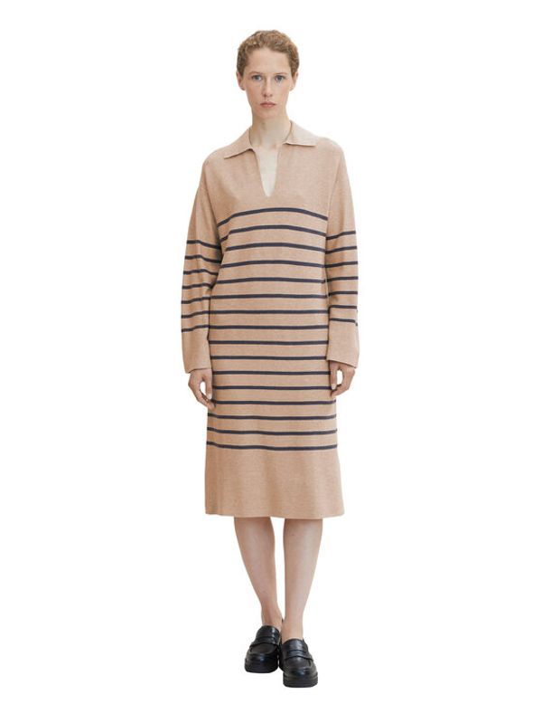Tom Tailor Tom Tailor Плетена рокля 1032613 Бежов Regular Fit