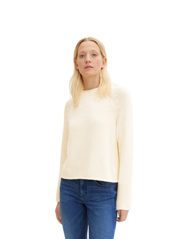 Tom Tailor Tom Tailor Пуловер 1034082 Бял Regular Fit