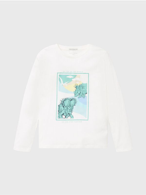 Tom Tailor Tom Tailor Тениска с дълъг ръкав 1033084 Бял Regular Fit