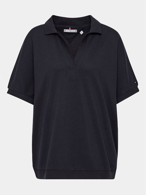 Tommy Hilfiger Curve Tommy Hilfiger Curve Тениска с яка и копчета WW0WW39272 Тъмносин Relaxed Fit