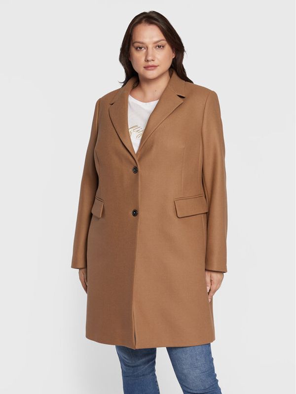 Tommy Hilfiger Curve Tommy Hilfiger Curve Вълнено палто Classic WW0WW37502 Кафяв Regular Fit