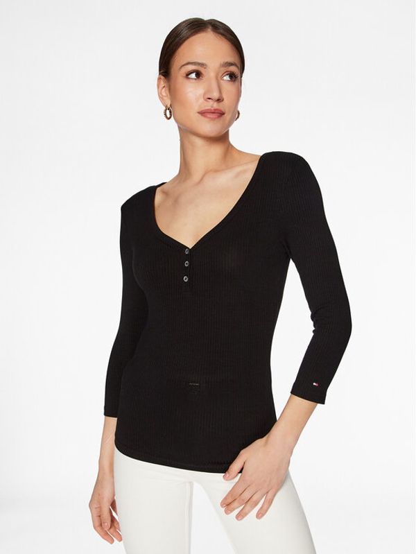 Tommy Hilfiger Tommy Hilfiger Блуза Henley WW0WW37874 Черен Slim Fit