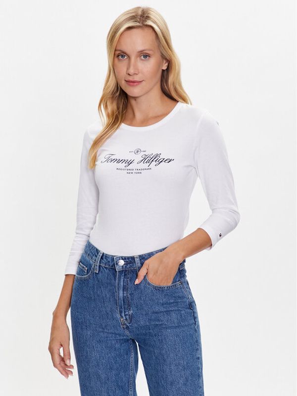 Tommy Hilfiger Tommy Hilfiger Блуза WW0WW40527 Бял Slim Fit