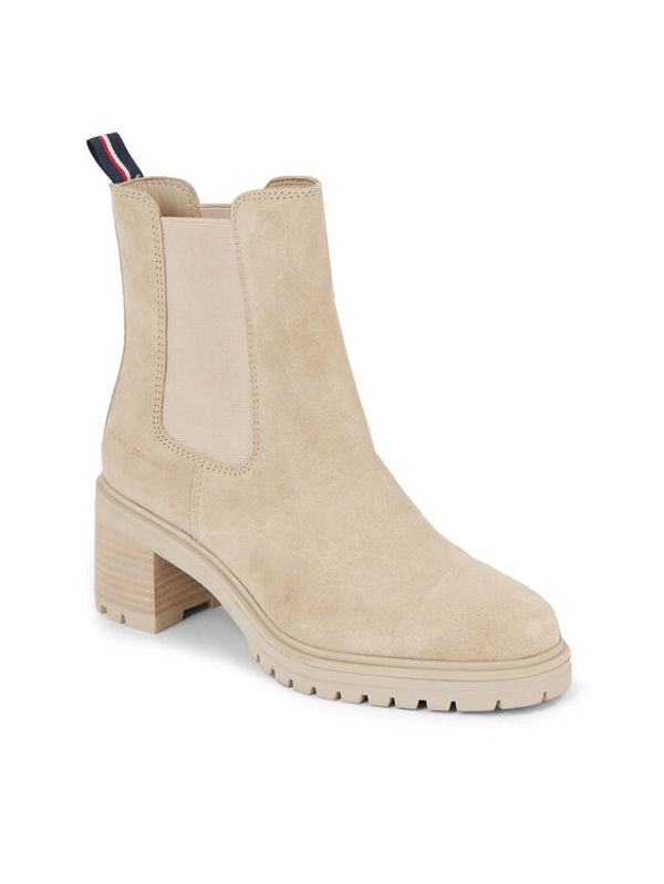Tommy Hilfiger Tommy Hilfiger Боти Essential Midheel Suede Bootie FW0FW07522 Бежов