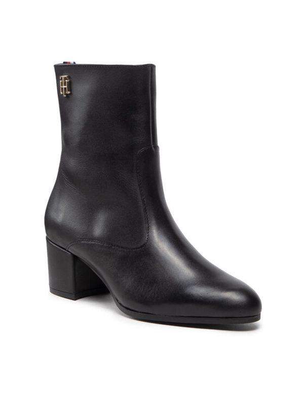 Tommy Hilfiger Tommy Hilfiger Боти Th Hardware Bootie Leather FW0FW06760 Черен