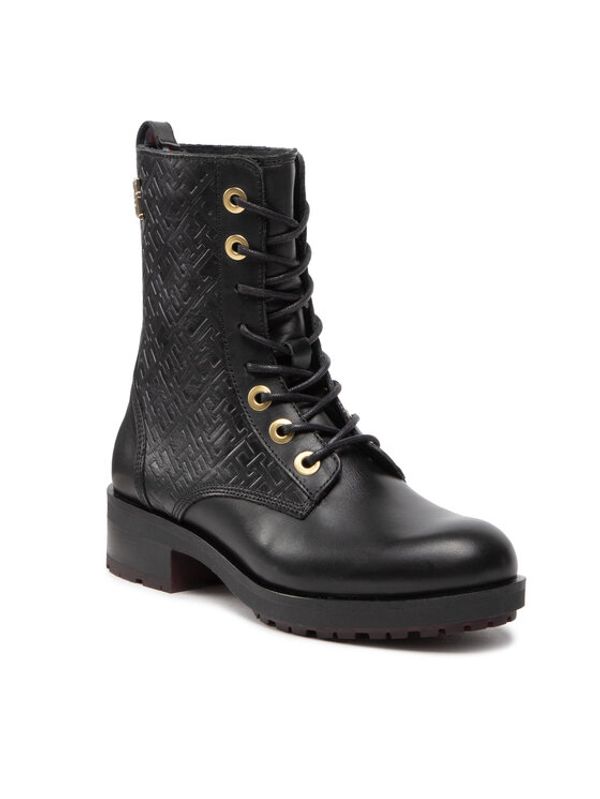 Tommy Hilfiger Tommy Hilfiger Боти Th Monogram Biker Boot FW0FW06817 Черен