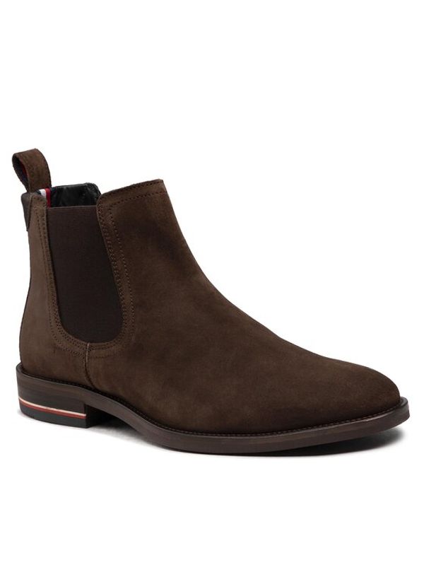 Tommy Hilfiger Tommy Hilfiger Боти тип челси Signature Hilfiger Suede Chelsea FM0FM04175 Кафяв