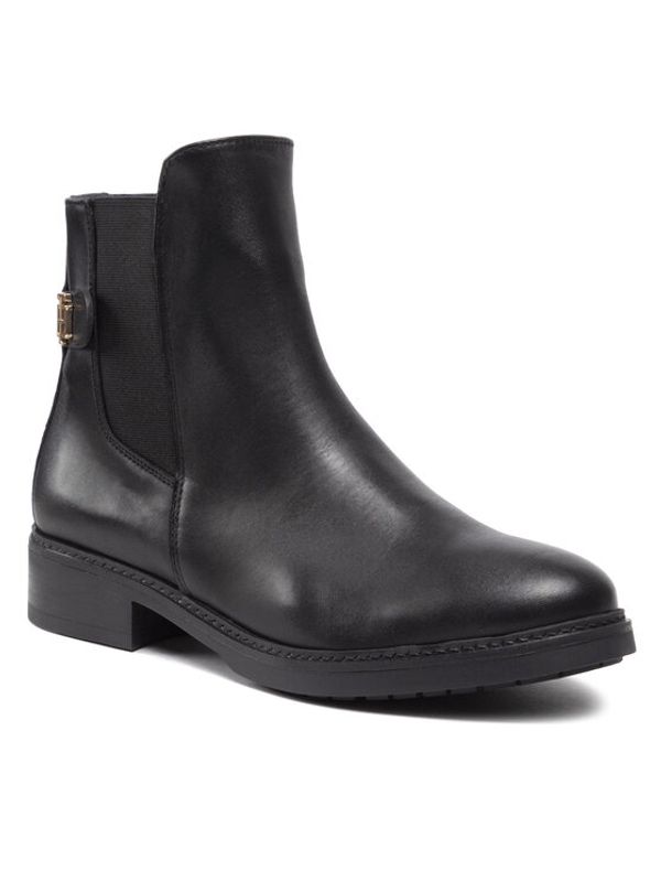 Tommy Hilfiger Tommy Hilfiger Боти тип челси Th Leather Flat Boot FW0FW06749 Черен