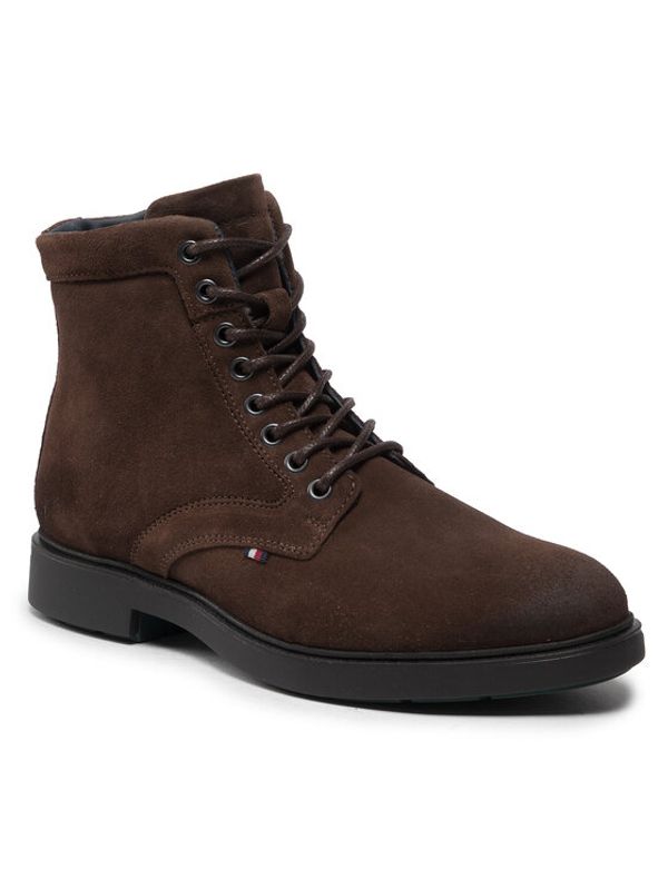 Tommy Hilfiger Tommy Hilfiger Ботуши Elevated Rounded Suede Lace Boot FM0FM04185 Кафяв