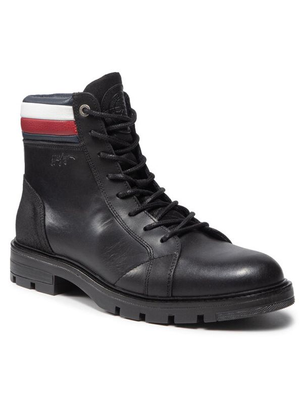 Tommy Hilfiger Tommy Hilfiger Ботуши Elevated Rwb Collar Lth Boot FM0FM03825 Черен