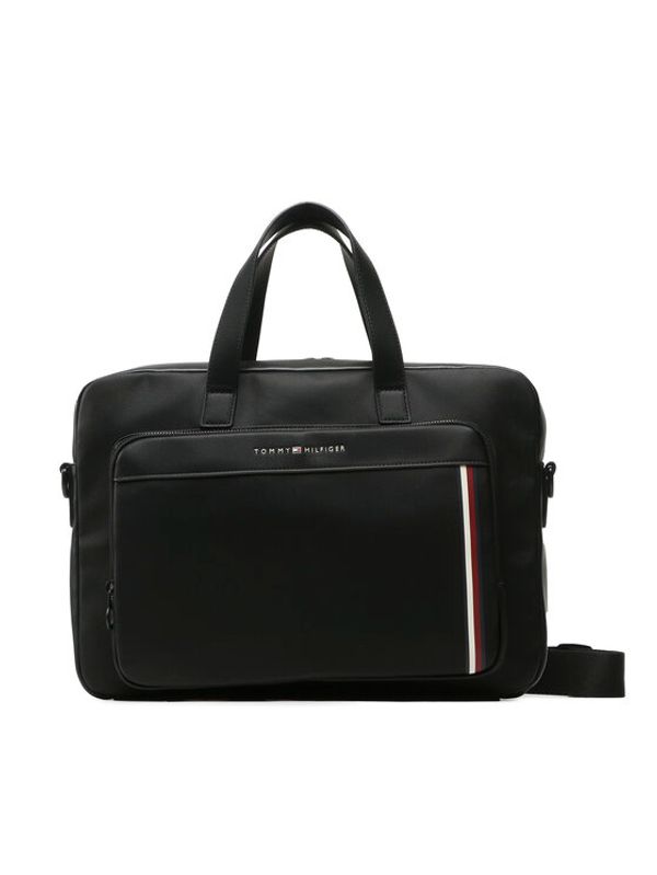 Tommy Hilfiger Tommy Hilfiger Чанта за лаптоп Th Pique Pu Slim Coputer Bag AM0AM11314 Черен