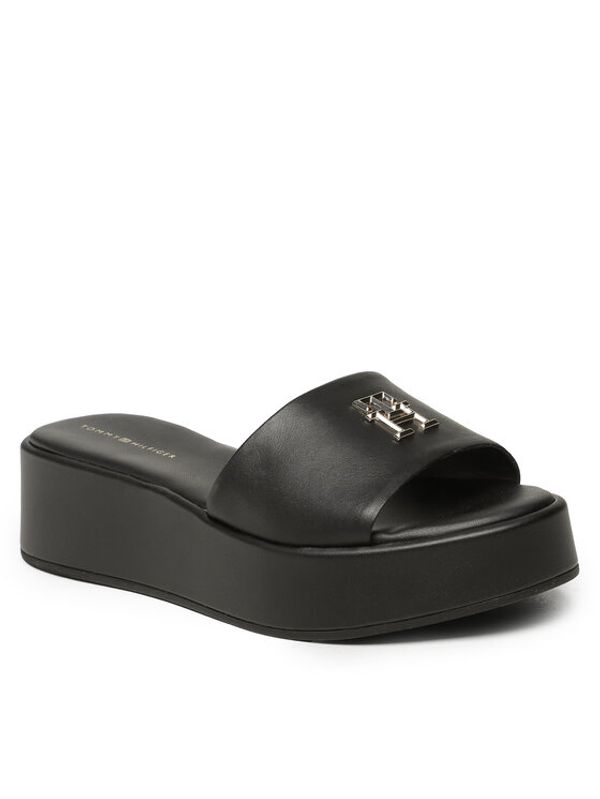 Tommy Hilfiger Tommy Hilfiger Чехли Th Slip On Sandal Flatform FW0FW07243 Черен