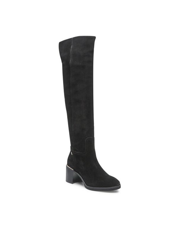 Tommy Hilfiger Tommy Hilfiger Чизми Th Belt Suede Overknee Boot FW0FW06767 Черен