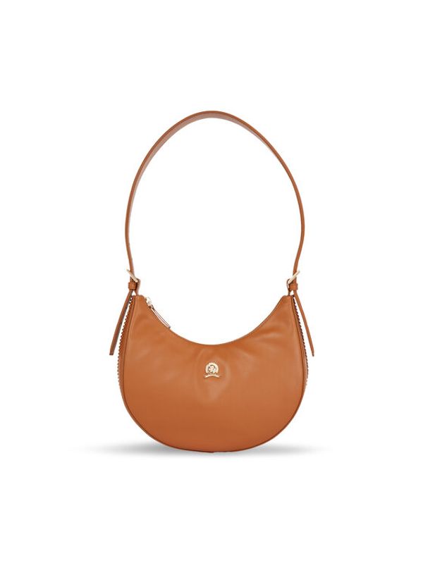Tommy Hilfiger Tommy Hilfiger Дамска чанта Crest Leather Shoulder Bag AW0AW15229 Кафяв