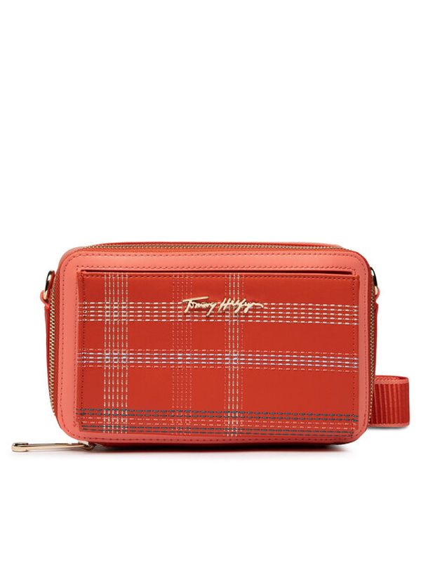 Tommy Hilfiger Tommy Hilfiger Дамска чанта Iconic Tommy Camera Bag Check AW0AW11997 Оранжев