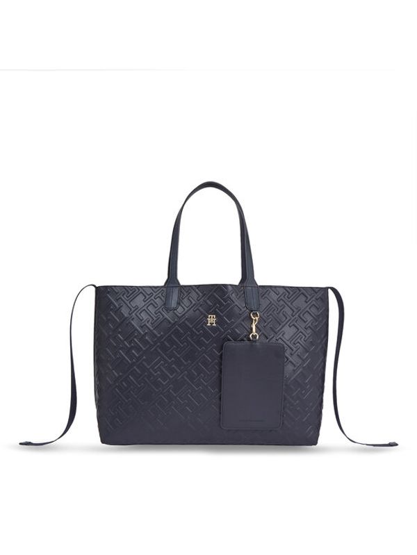 Tommy Hilfiger Tommy Hilfiger Дамска чанта Iconic Tommy Tote Mono AW0AW15572 Тъмносин