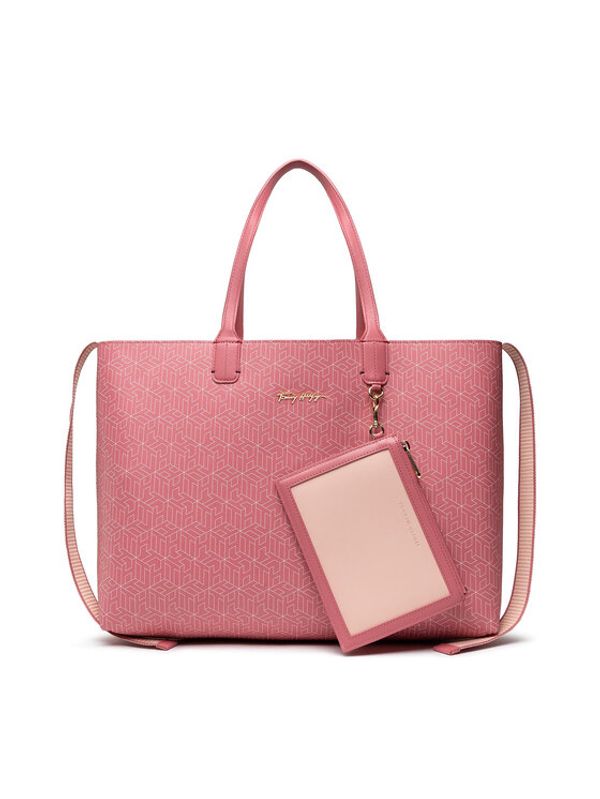 Tommy Hilfiger Tommy Hilfiger Дамска чанта Iconic Tommy Tote Monogram AW0AW12321 Розов