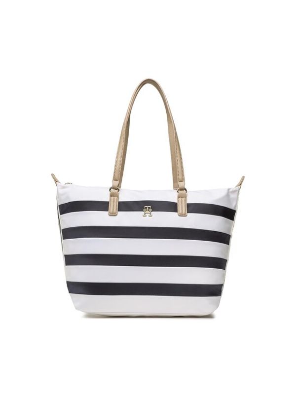 Tommy Hilfiger Tommy Hilfiger Дамска чанта Poppy Tote Corp Stripes AW0AW14775 Бял