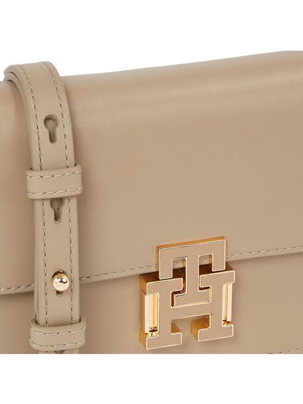 Tommy Hilfiger Tommy Hilfiger Дамска чанта Pushlock Leather Small Crossover AW0AW15227 Бежов