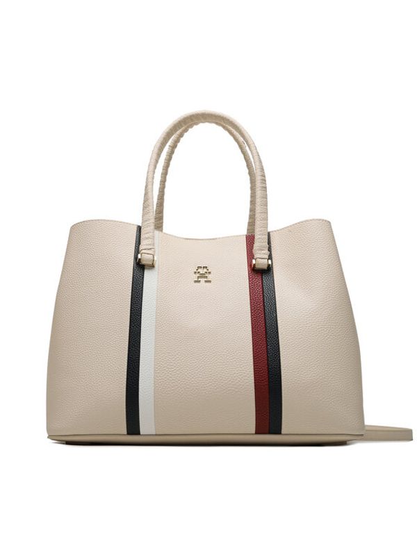 Tommy Hilfiger Tommy Hilfiger Дамска чанта Th Emblem Satchel Corp AW0AW15117 Бежов
