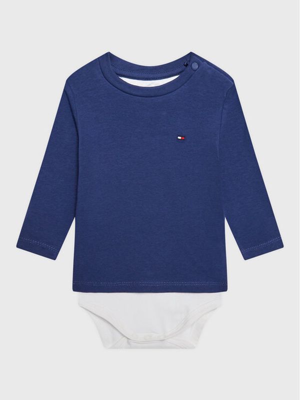 Tommy Hilfiger Tommy Hilfiger Детско боди Baby Solid KN0KN01408 Син Regular Fit