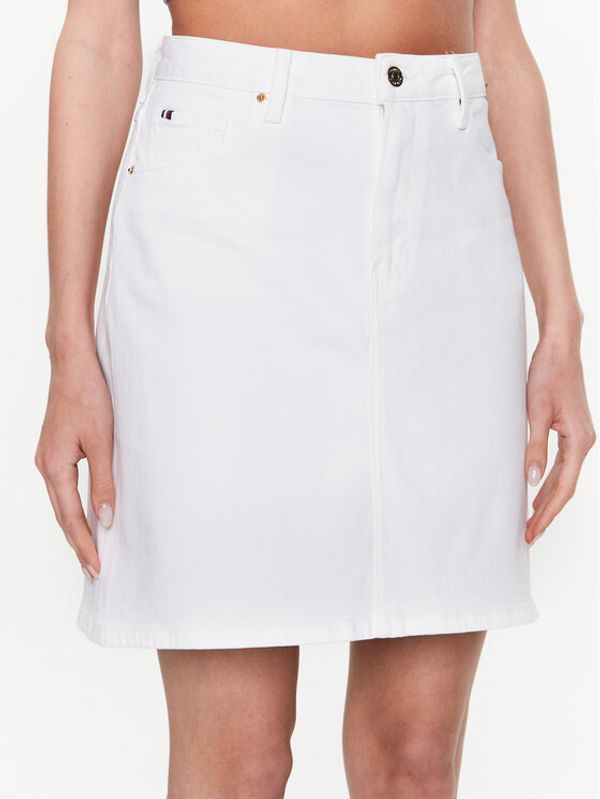 Tommy Hilfiger Tommy Hilfiger Дънкова пола WW0WW38131 Бял Regular Fit