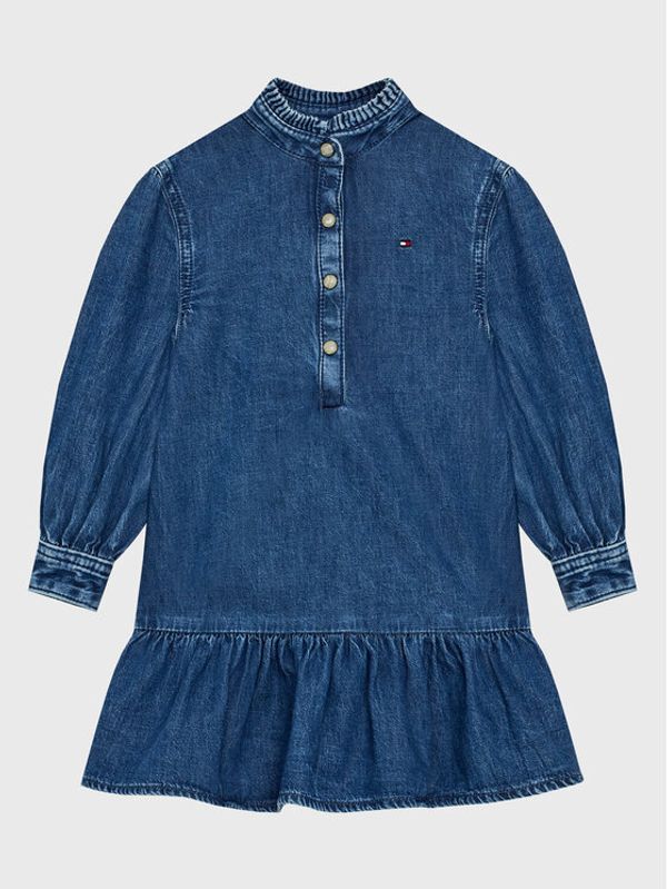 Tommy Hilfiger Tommy Hilfiger Дънкова рокля Denim Frill Collar KG0KG07026 D Син Regular Fit