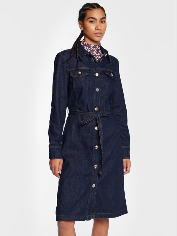 Tommy Hilfiger Tommy Hilfiger Дънкова рокля Dnm Ls WW0WW37278 Тъмносин Regular Fit