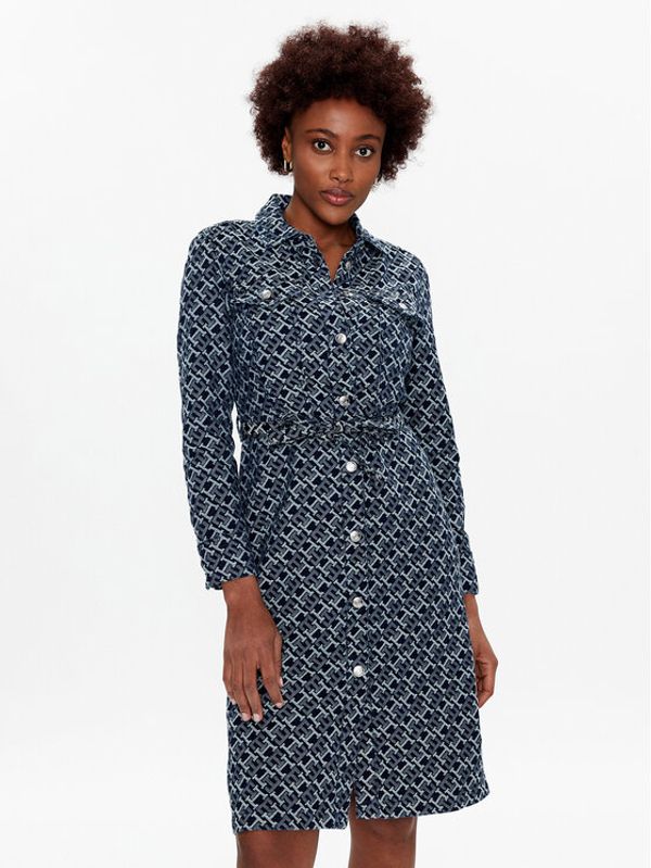 Tommy Hilfiger Tommy Hilfiger Дънкова рокля Monogram WW0WW38241 Тъмносин Slim Fit