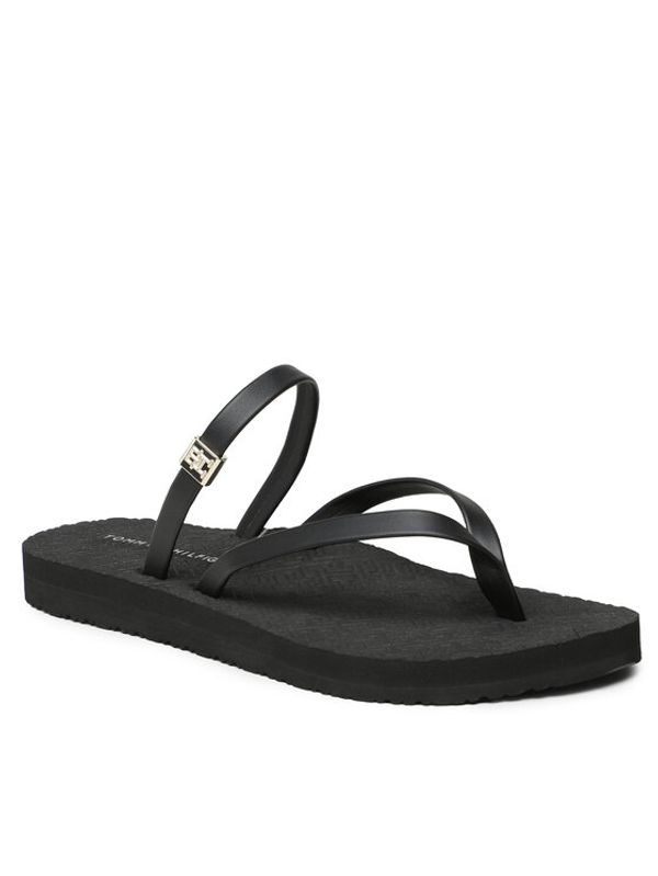 Tommy Hilfiger Tommy Hilfiger Джапанки Th Monogram Strap Sandal FW0FW07146 Черен