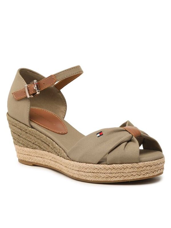 Tommy Hilfiger Tommy Hilfiger Еспадрили Basic Open Toe Mid Wedge FW0FW04785 Зелен