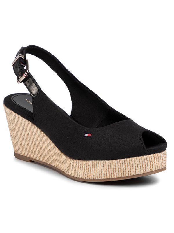 Tommy Hilfiger Tommy Hilfiger Еспадрили Iconic Elba Sling Back Wedge FW0FW04788 Черен