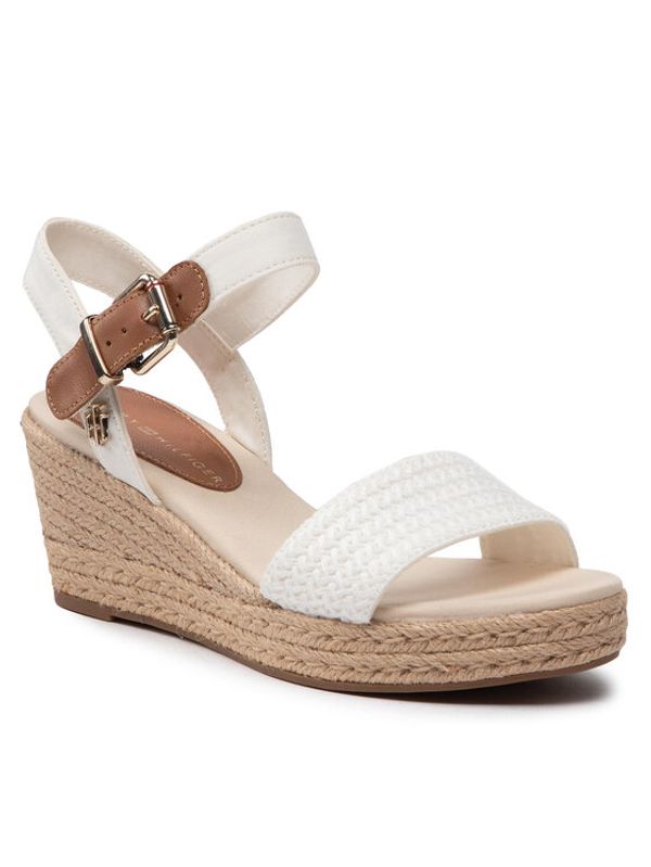 Tommy Hilfiger Tommy Hilfiger Еспадрили Th Textured Low Wedge Sandal FW0FW06555 Бял