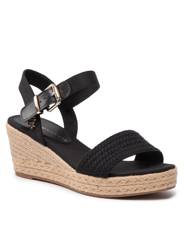 Tommy Hilfiger Tommy Hilfiger Еспадрили Th Textured Low Wedge Sandal FW0FW06555 Черен