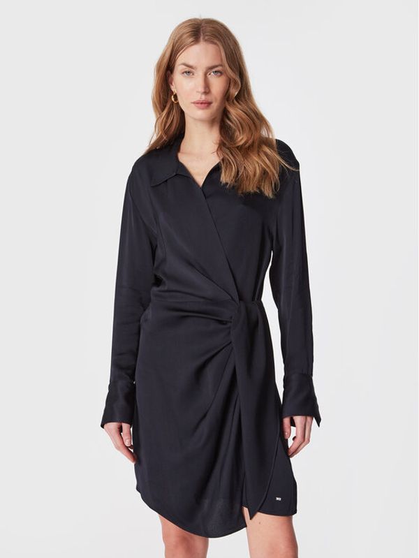 Tommy Hilfiger Tommy Hilfiger Ежедневна рокля Crepe Knotted WW0WW37325 Тъмносин Regular Fit