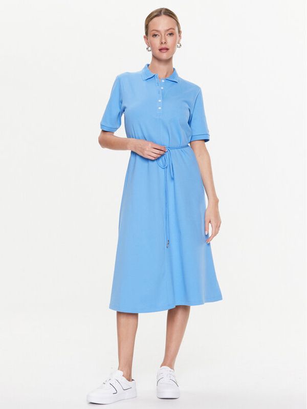 Tommy Hilfiger Tommy Hilfiger Ежедневна рокля Reg Openwork Polo Drs 1/2 Slv WW0WW37845 Син Regular Fit