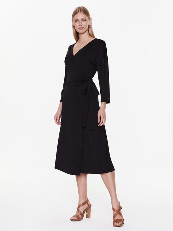 Tommy Hilfiger Tommy Hilfiger Ежедневна рокля Wrap WW0WW37101 Черен Regular Fit