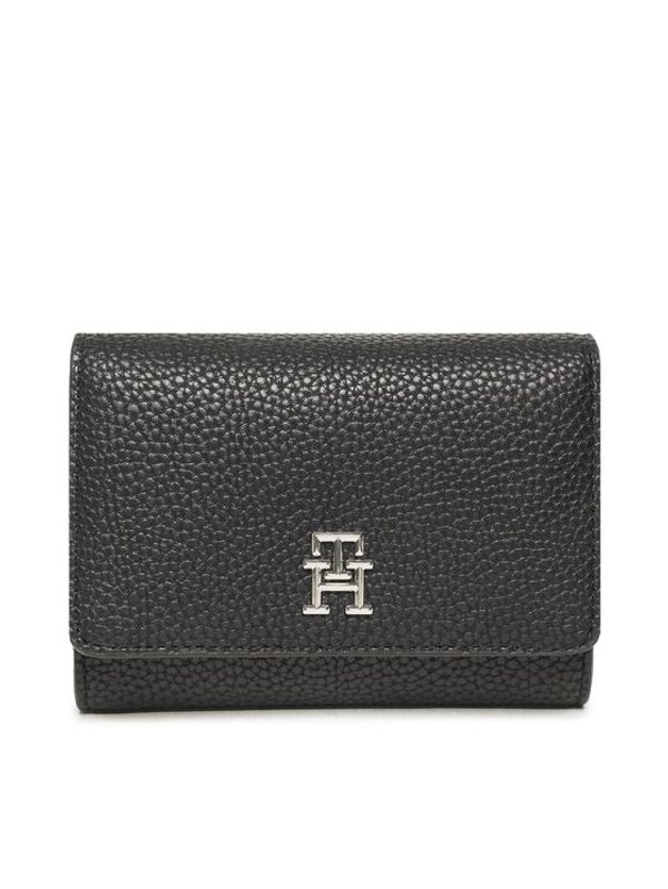 Tommy Hilfiger Tommy Hilfiger Голям дамски портфейл Th Emblem Med Wallet AW0AW14223 Черен