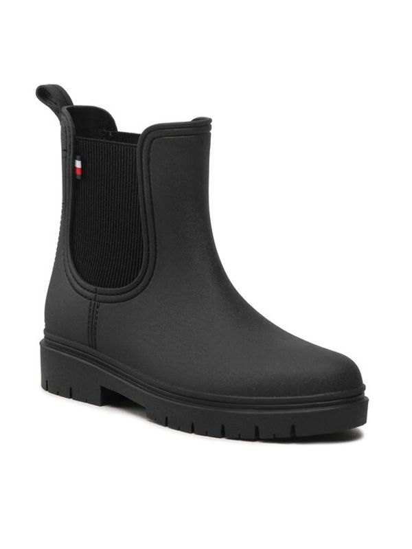 Tommy Hilfiger Tommy Hilfiger Гумени ботуши Matt Ankle Rainboot With Elastic FW0FW06897 Черен