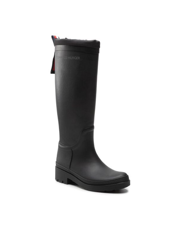 Tommy Hilfiger Tommy Hilfiger Гумени ботуши Th Overknee Rainboot Monogram FW0FW06868 Черен