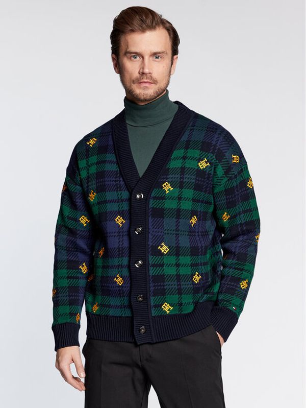 Tommy Hilfiger Tommy Hilfiger Кардиган Monogram MW0MW29037 Тъмносин Regular Fit