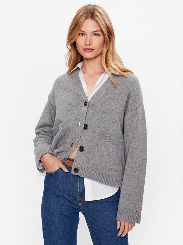Tommy Hilfiger Tommy Hilfiger Кардиган WW0WW39015 Сив Relaxed Fit